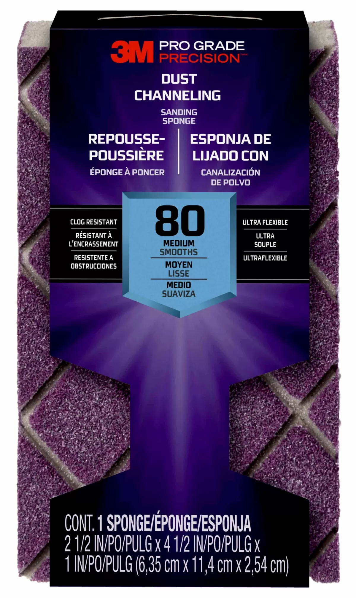 Brico Schuurpapier-3M Blokschuurspons Pro Grade Precision Met Stofkanalen Korrel 80 Middelgrof 12St/Pak