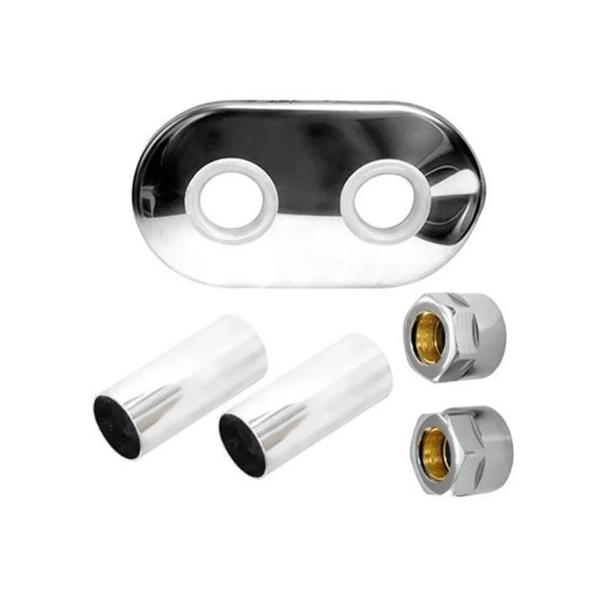 Brico Alatus Verchroomde Kraag +2X Cu Connectoren Set Radiator Maskeren Decoratieve Verwarmingshoes