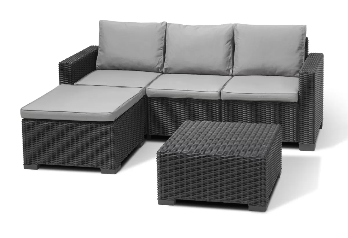 Brico Loungesets-Allibert California Chaiselongue Loungeset - 3-4 Personen - Grijs