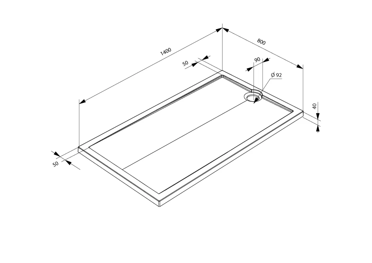 Brico Allibert Douchebak Slim Rechthoekig 140X80Cm Wit Hot