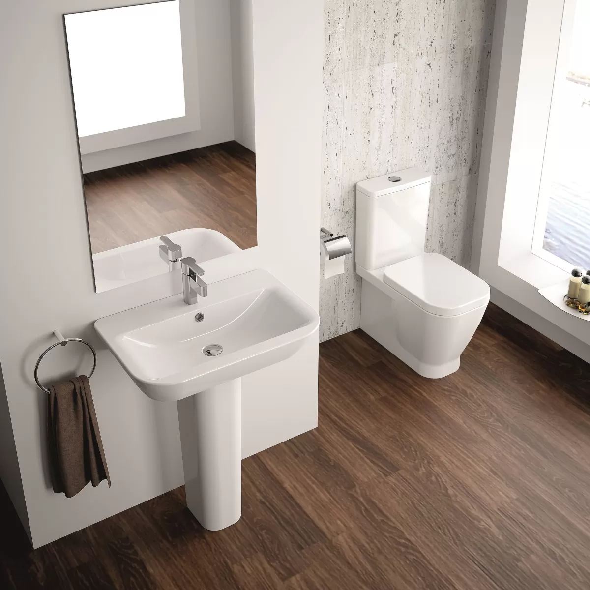 Brico Aquavive Duoblok Toilet Look | Soft-Close Toiletzitting | Universee Afvoer | Randloos Toiletzitting Wit New