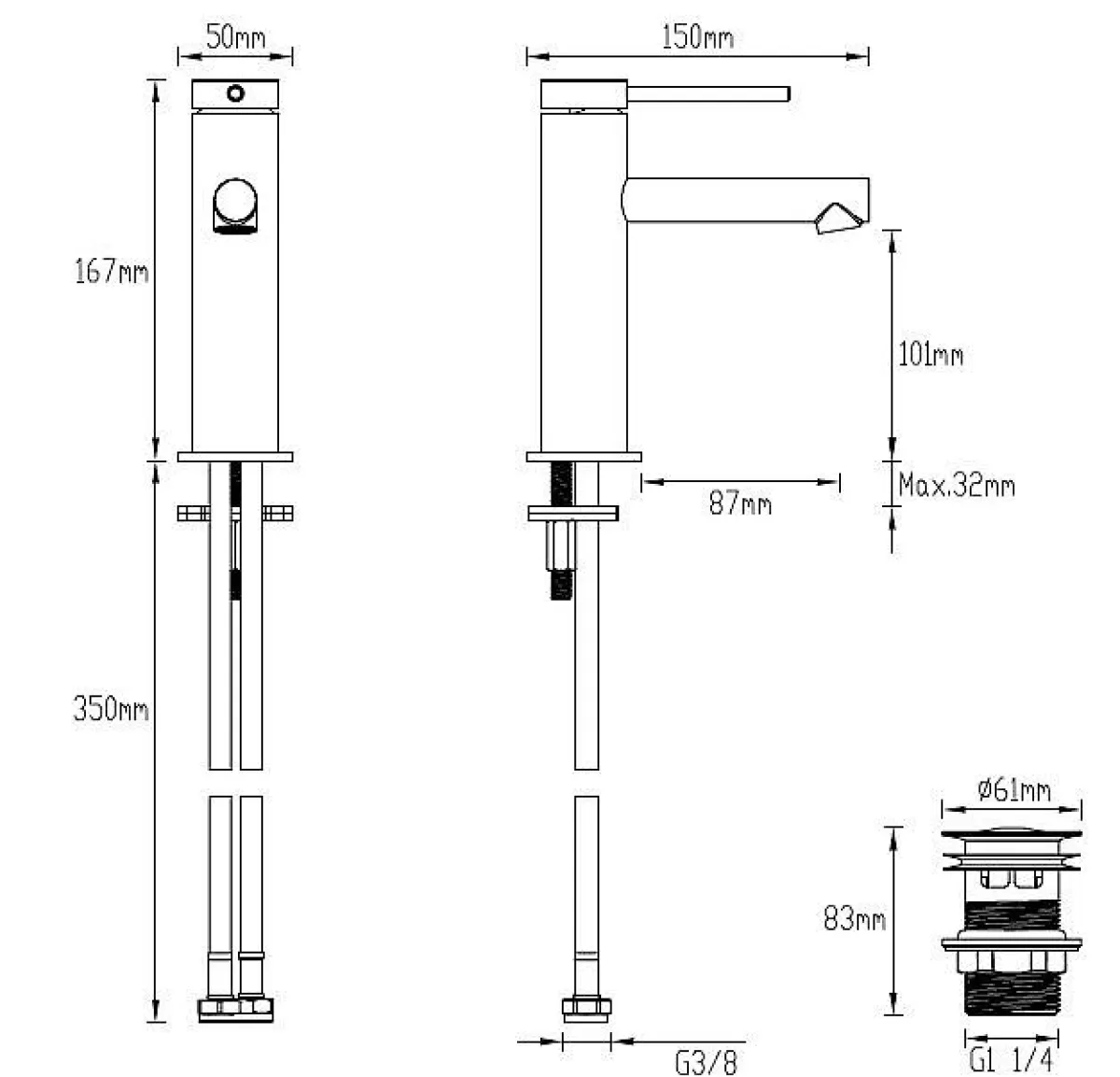 Brico Aquavive Eco Wastafelmengkraan Cato Laag Rvs New