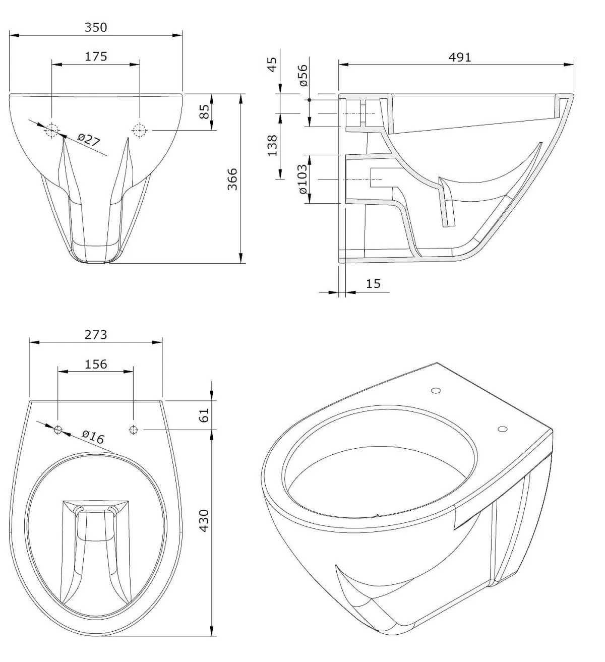 Brico Aquavive Hangtoilet Lanico Wit | Soft-Close Toiletzitting | Randloos Toiletpot Clearance