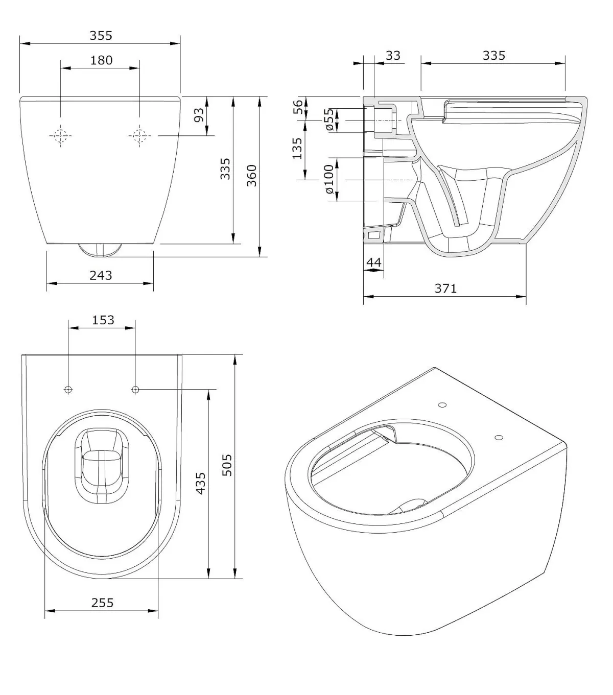 Brico Aquavive Hangtoilet Mazaro Mat Zwart | Soft-Close Toiletzitting | Randloos Toiletpot Discount