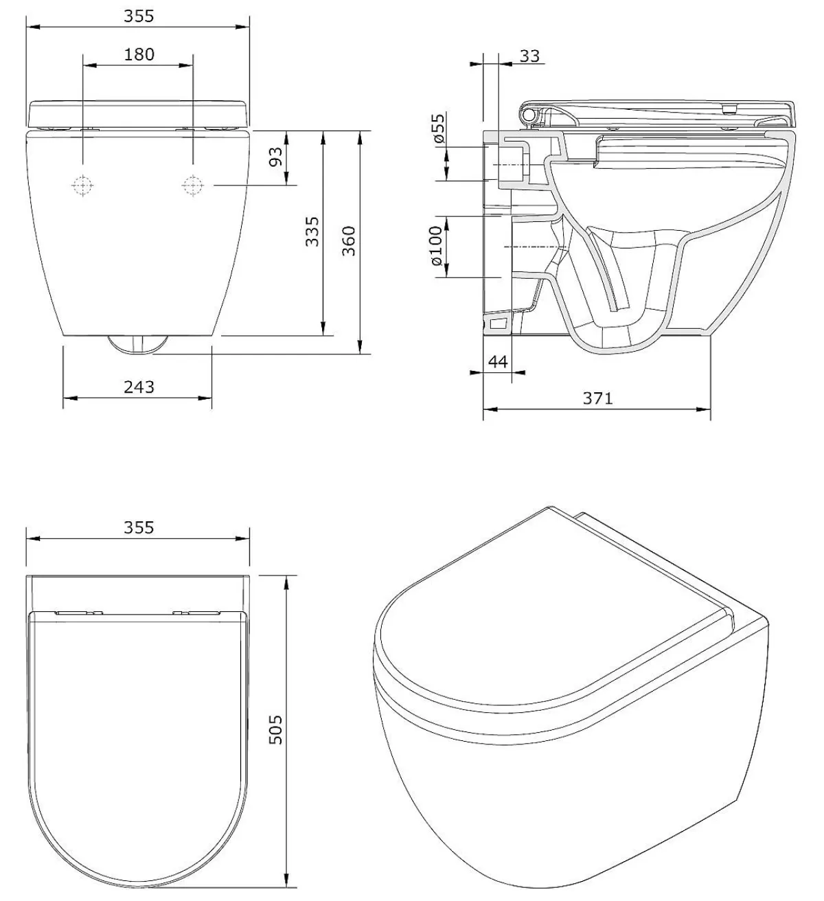 Brico Aquavive Hangtoilet Mazaro Wit | Soft-Close Toiletzitting | Randloos Toiletpot Flash Sale