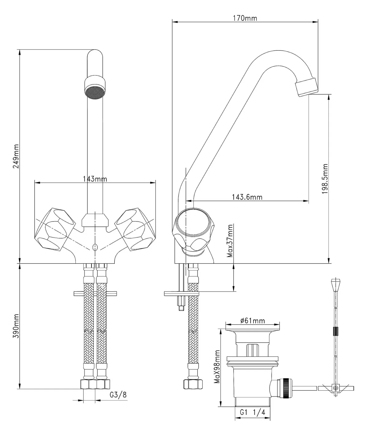 Brico Baseline Wastafelmengkraan Hoog Chroom Clearance