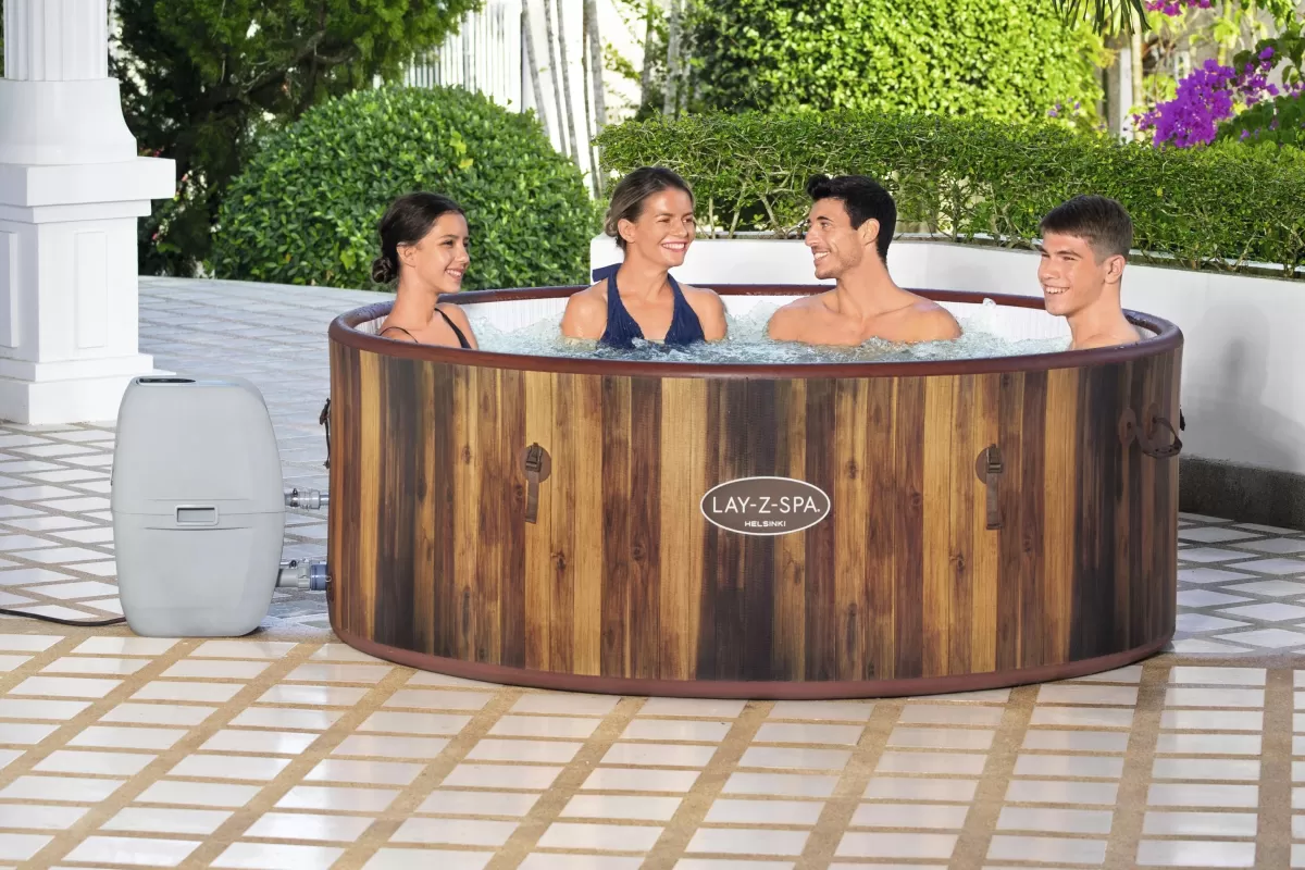 Brico Spa En Jacuzzi-Bestway Jacuzzi Lay-Z-Spa Helsinki 60025 1123L Imitatie Hout O180X66Cm