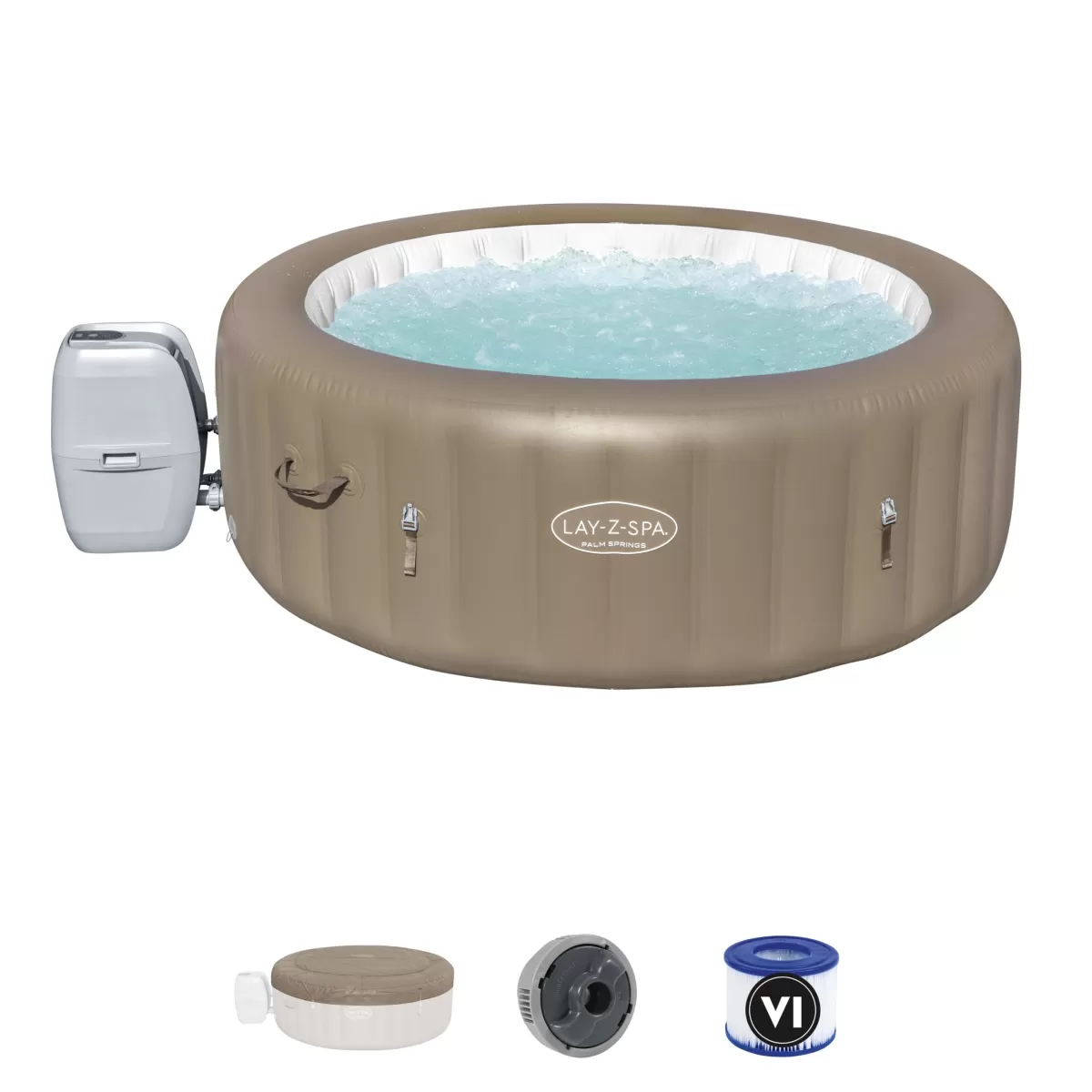 Brico Spa En Jacuzzi-Bestway Lay-Z-Spa 60017, 916 L, 6 Personen, Rond, Bubbelmassage / Airjet, Beige, Wit