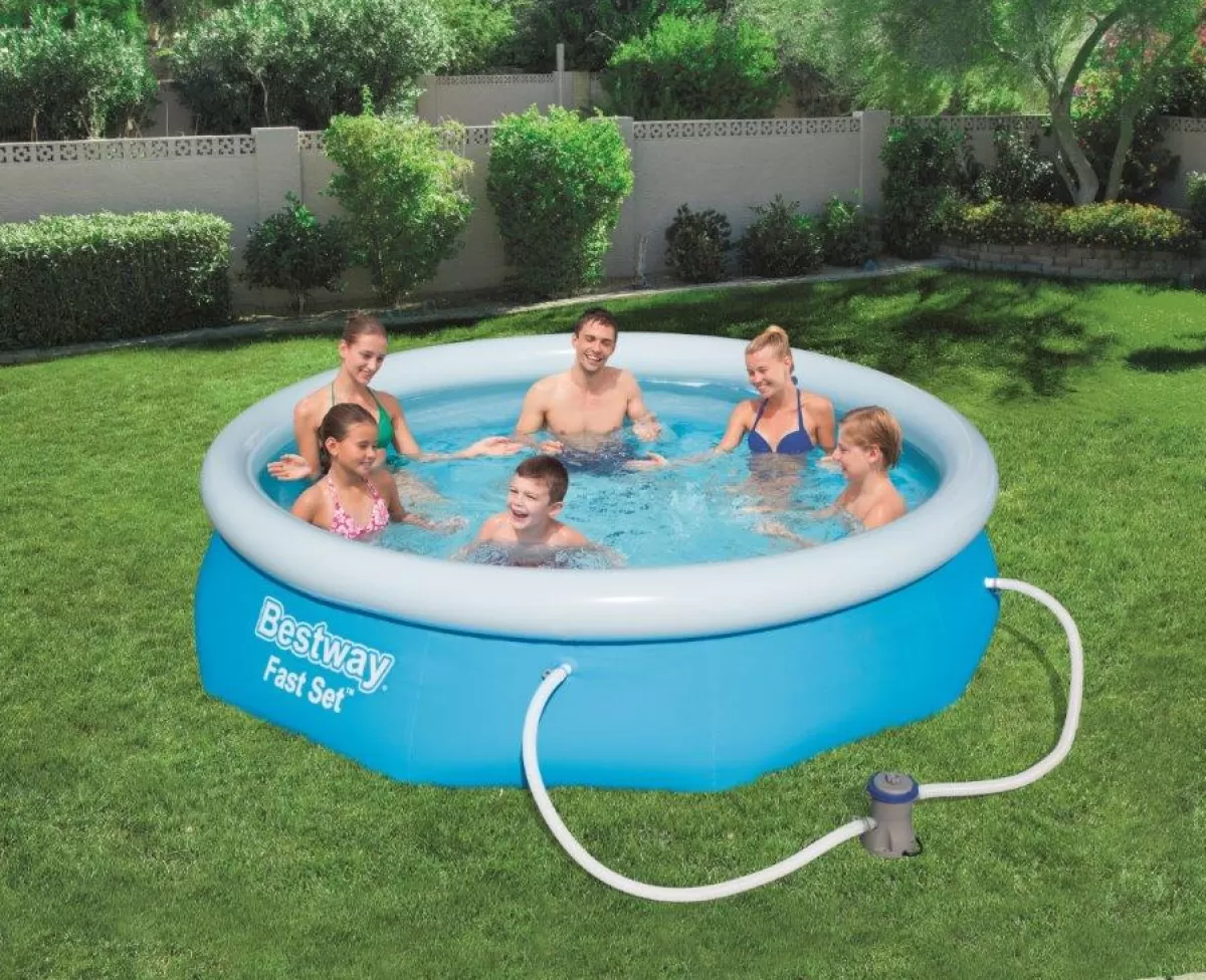 Brico Opblaaszwembaden-Bestway Opblaaszwembad Fast Set Rond Met Filterpomp 305X76Cm