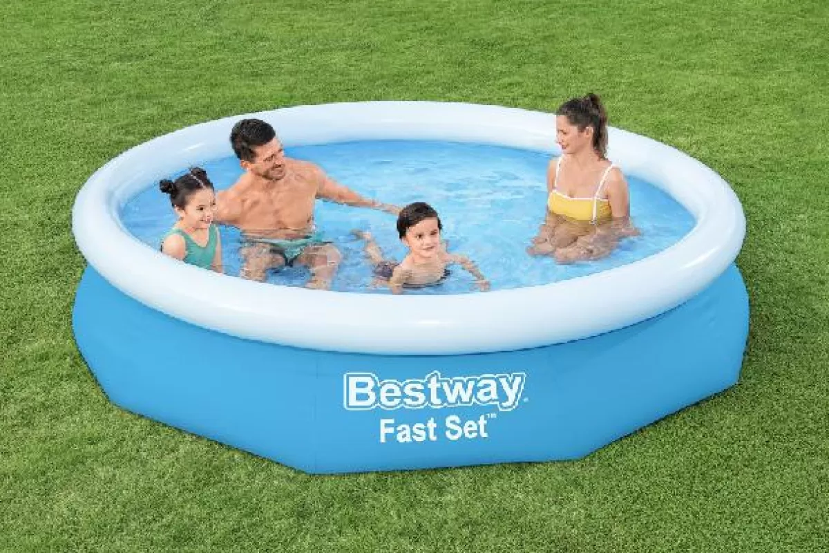 Brico Opblaaszwembaden-Bestway Opblaaszwembad Fast Set Rond Met Filterpomp O305X66Cm
