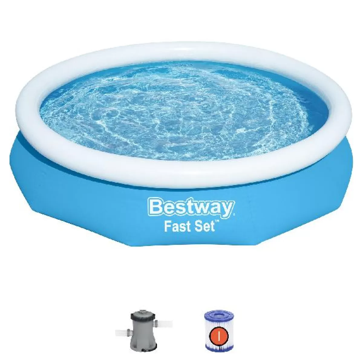 Brico Opblaaszwembaden-Bestway Opblaaszwembad Fast Set Rond Met Filterpomp O305X66Cm