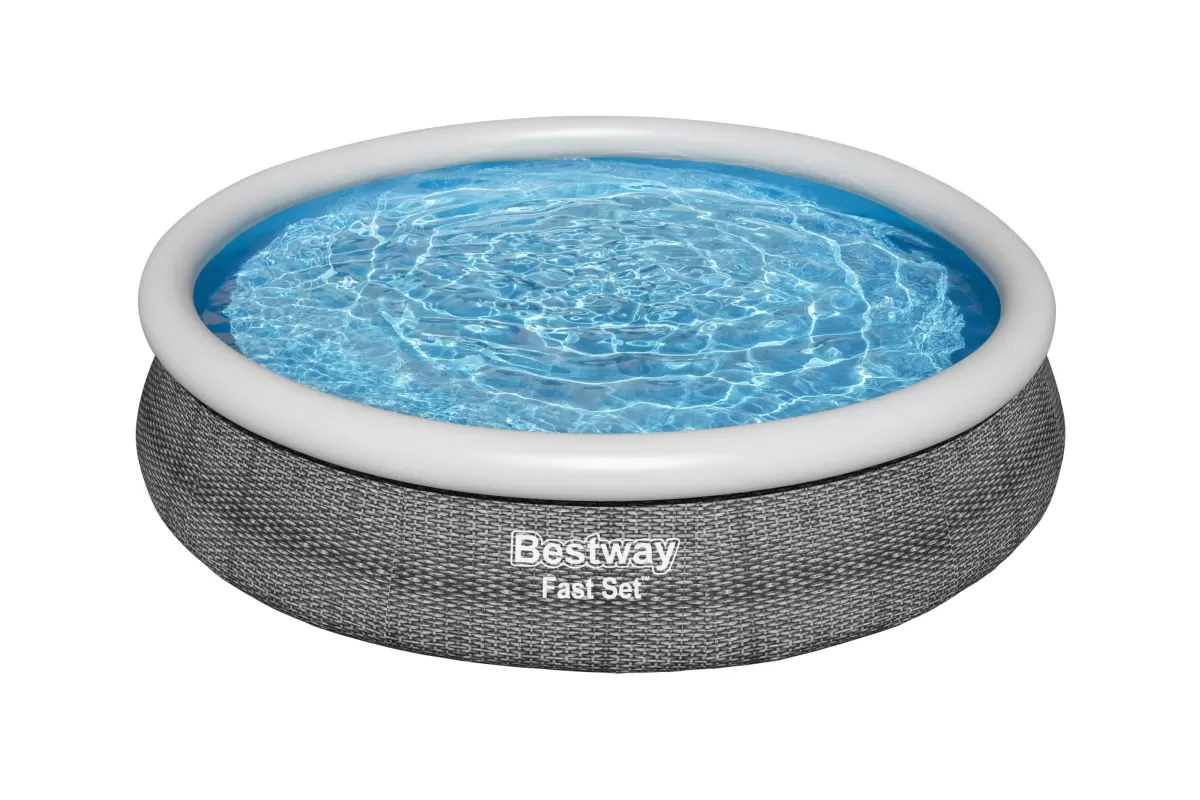 Brico Opblaaszwembaden-Bestway Opblaaszwembad Fast Set Rond Rotan Met Filterpomp O366X76Cm