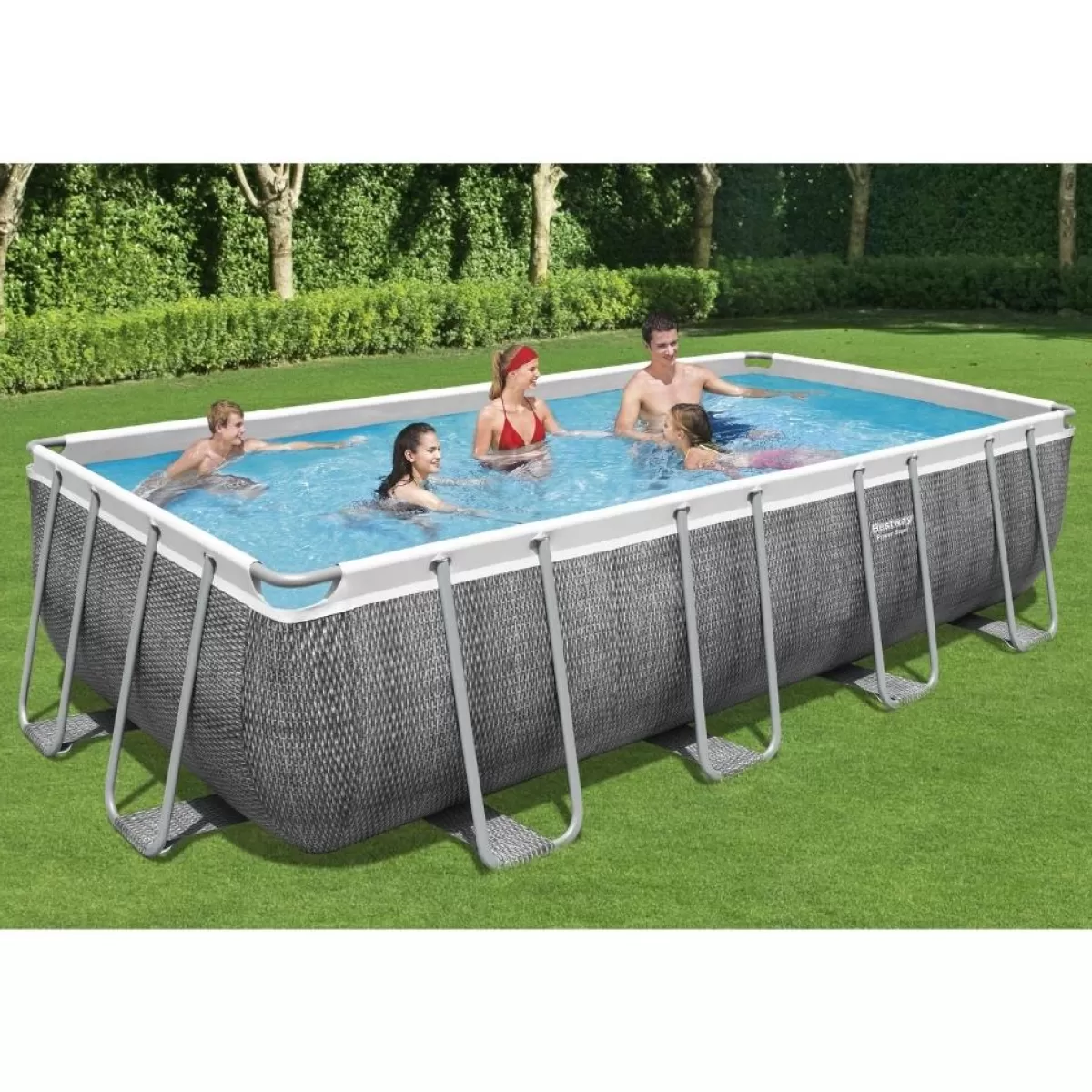 Brico Opzetzwembaden Met Pomp-Bestway Opzetzwembad Power Steel Rechthoek Met Filterpomp O549X274X122Cm
