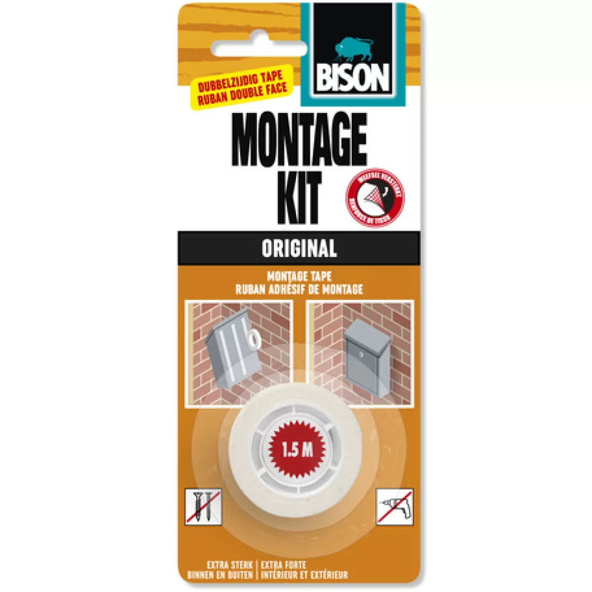 Brico Dubbelzijdige Tape-Bison Montagekit Tape Original 1,5M