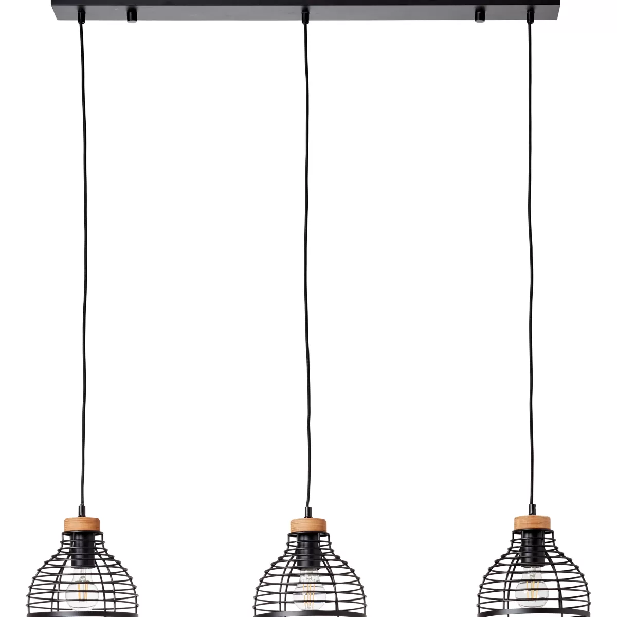 Brico Brilliant Hanglamp Avia Zwart/Hout 3Xe27 40W