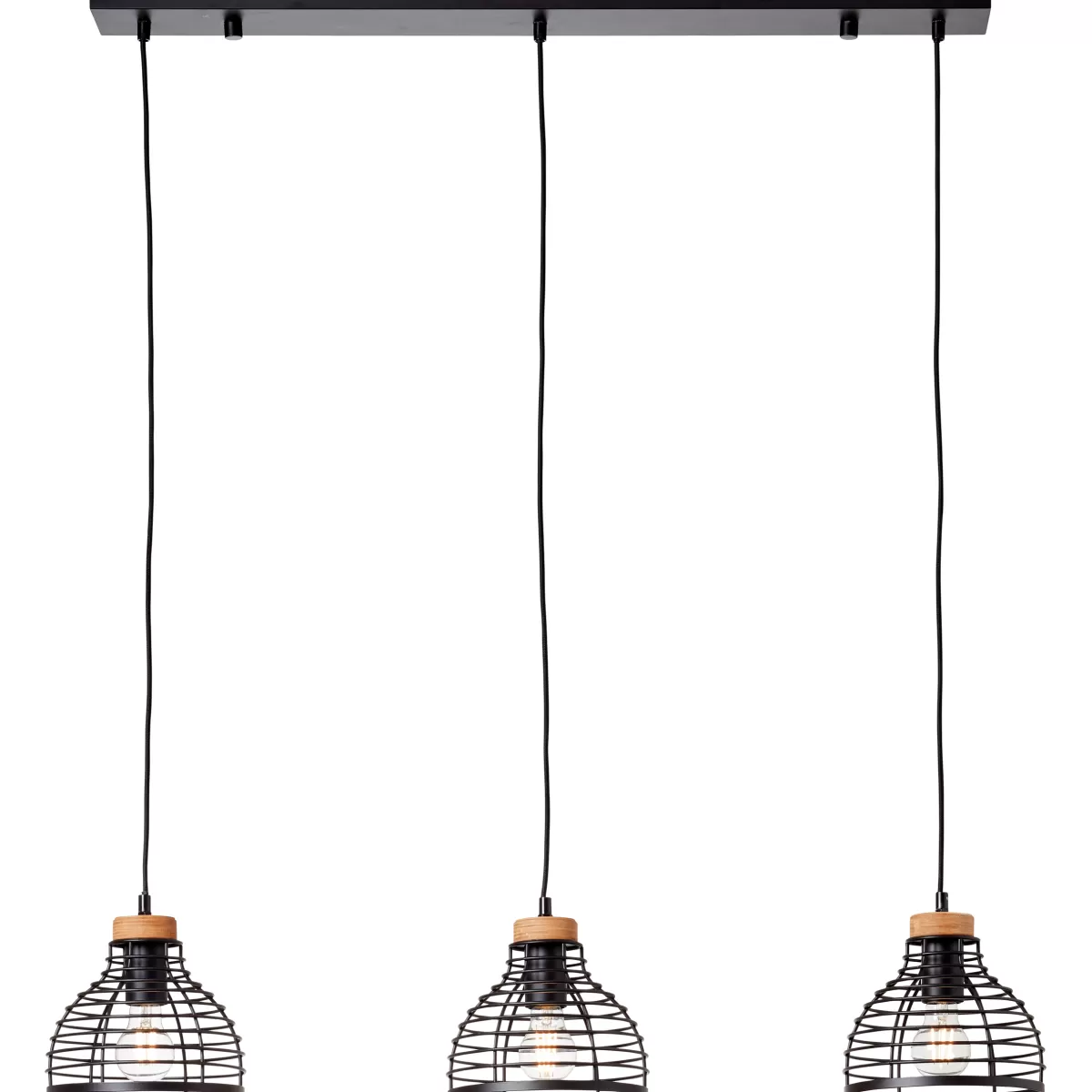 Brico Brilliant Hanglamp Avia Zwart/Hout 3Xe27 40W