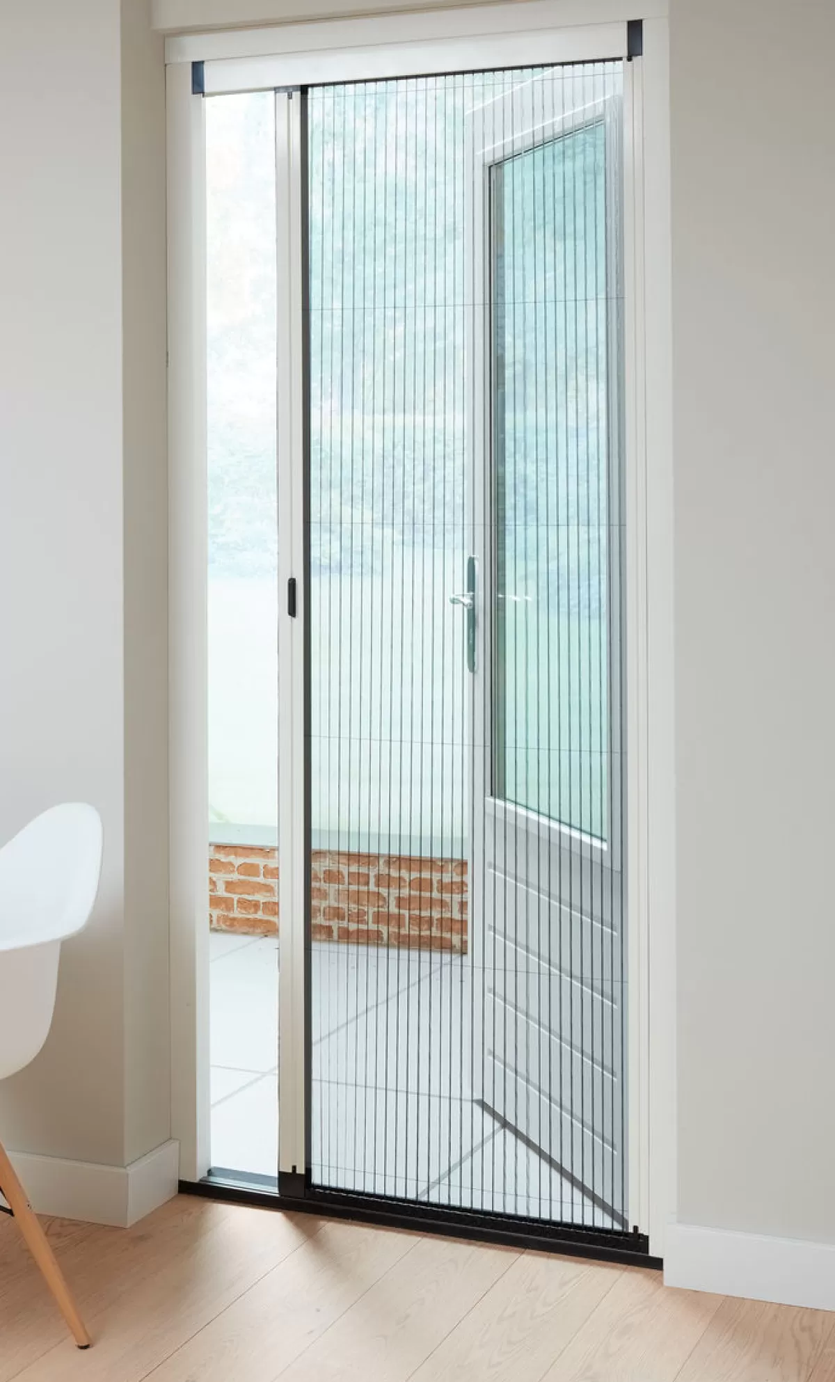 Brico Vliegendeuren-Cando Hordeur Premium B - Plisse Hordeur - Wit Profiel - Grijs Gaas - 96X200Cm