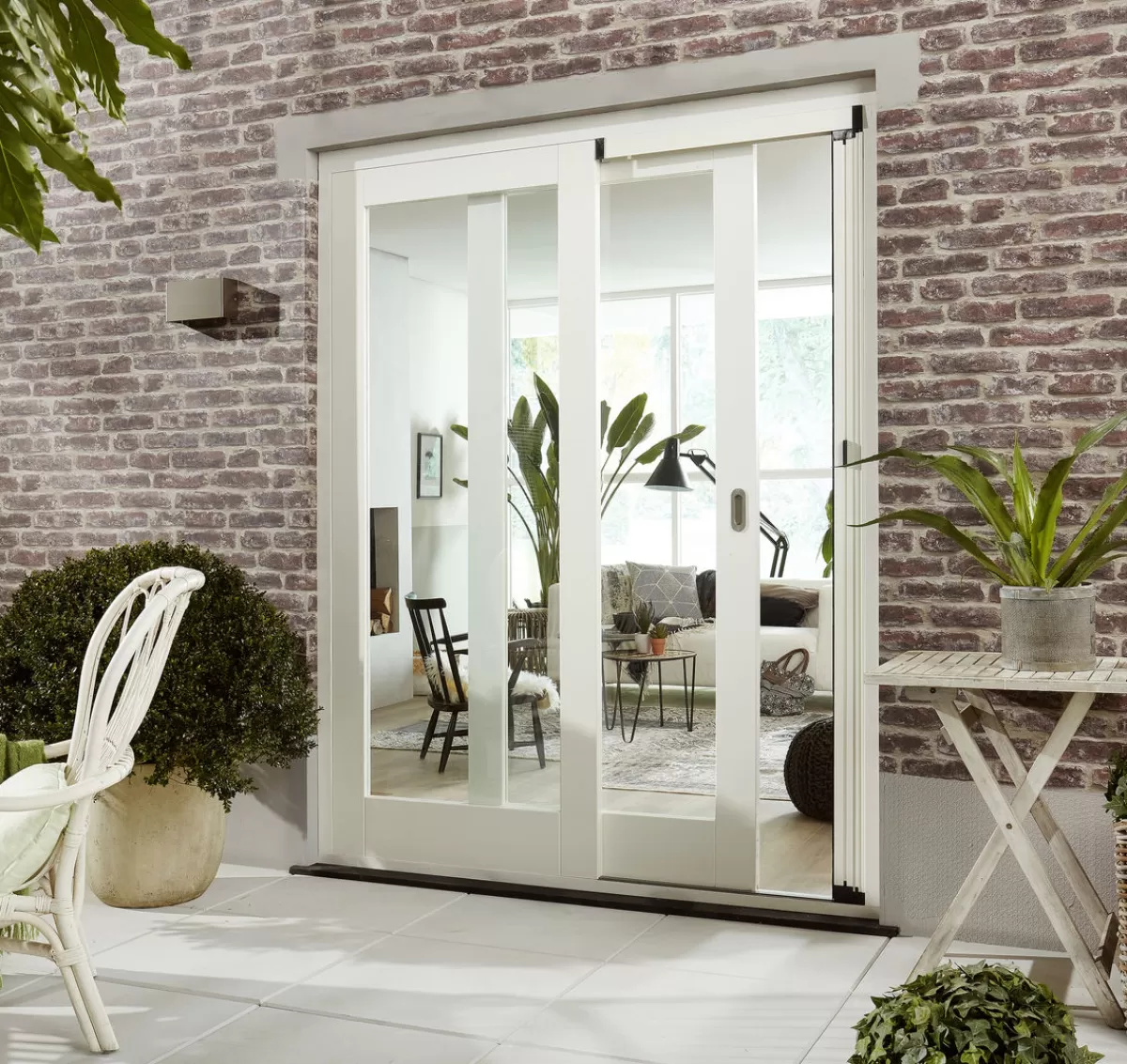 Brico Vliegendeuren-Cando Hordeur Premium L - Plisse Hordeur - Wit Profiel - Grijs Gaas - 96X230Cm