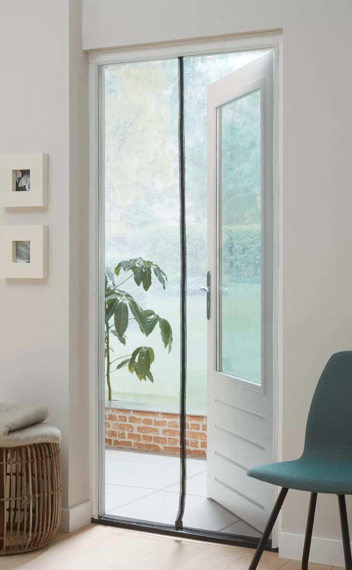Brico Vliegendeuren-Cando Hordeur Standaard - Magneethor - Wit Profiel - Zwart Gaas - 95X235Cm