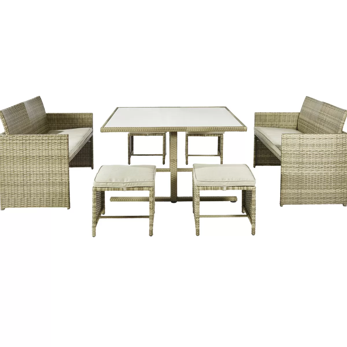 Brico Loungesets-Central Park Dining Loungeset Capri Naturel 7-Delig