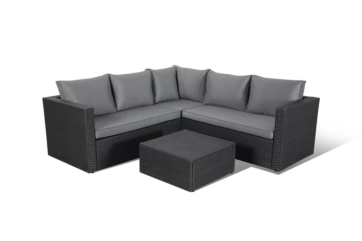 Brico Loungesets-Central Park Hoekbank Loungeset Alea Grijs Staal/Wicker 3 Stuks