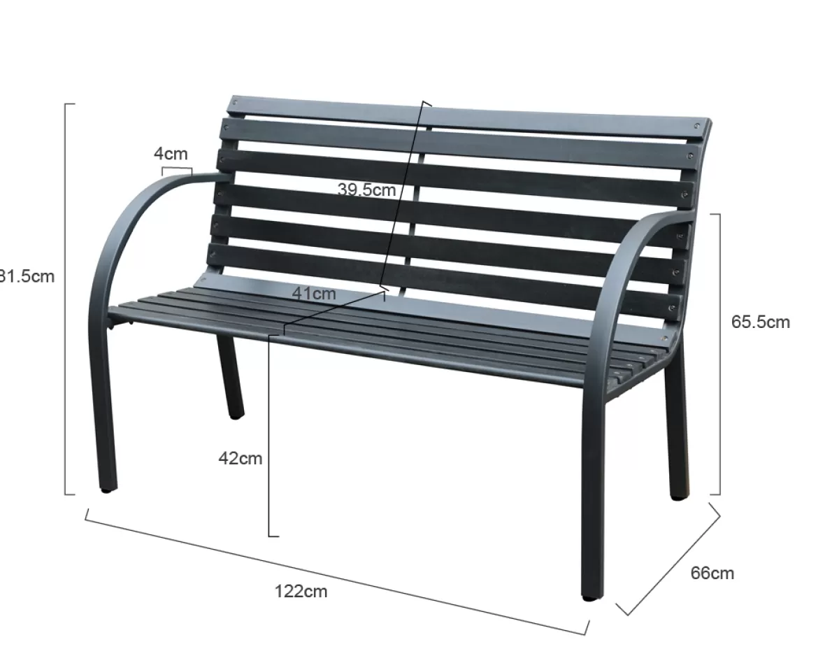 Brico Tuinbanken-Central Park Tuinbank City 2-Zits Zwart 122X66Cm