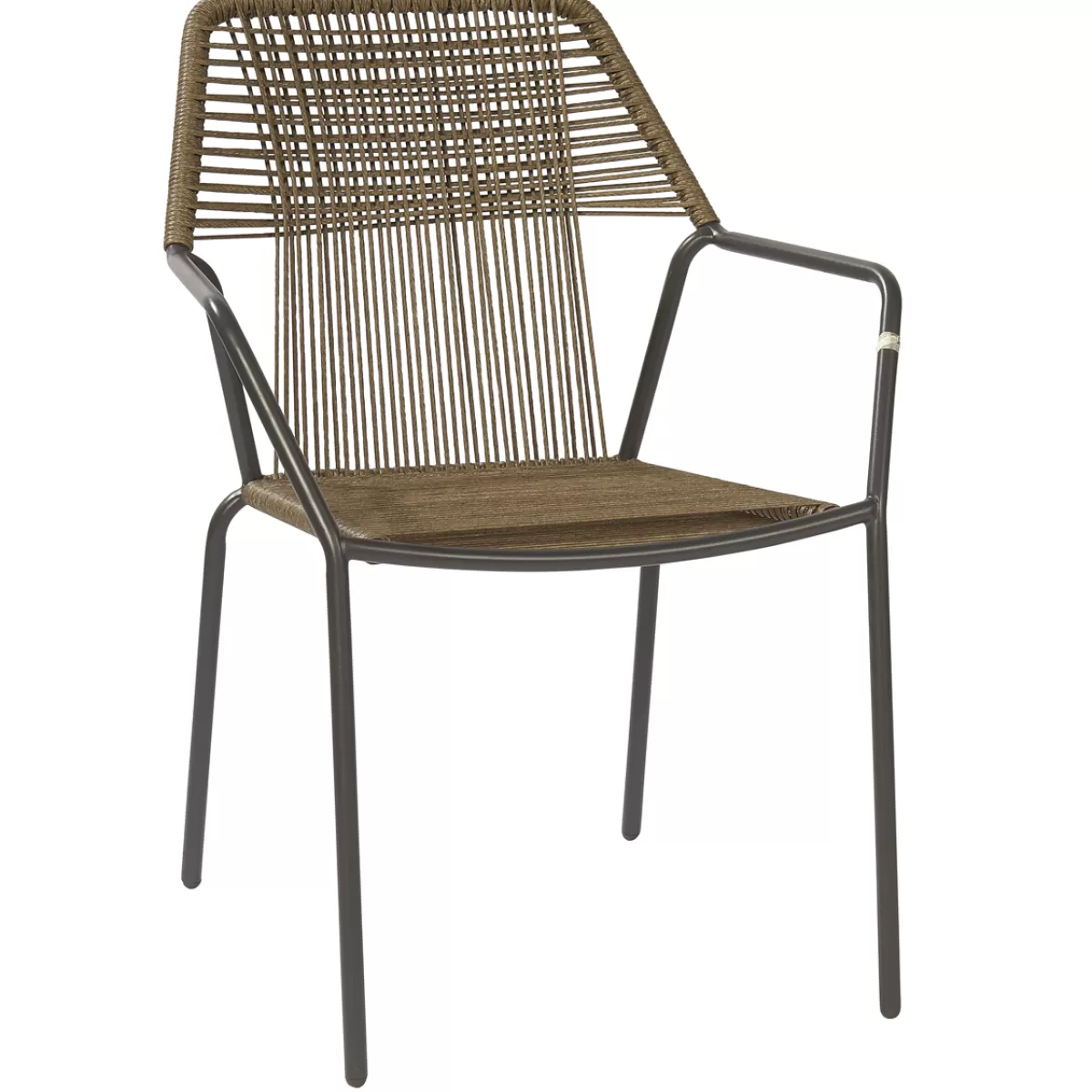 Brico Tuinstoelen-Central Park Tuinstoel Frejus Stapelbaar Wicker Donkergrijs 65,5X62X84Cm