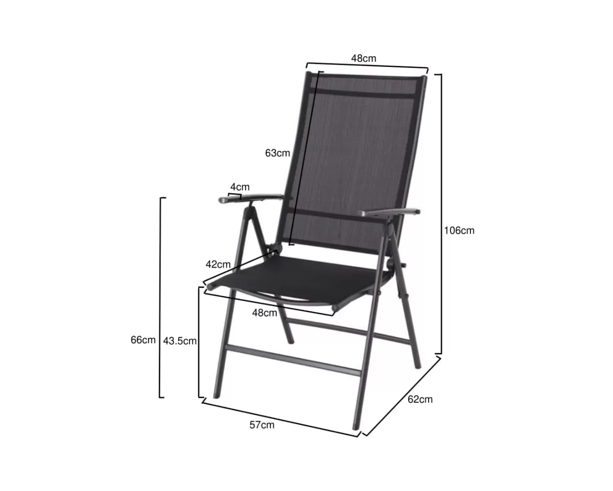 Brico Tuinstoelen-Central Park Tuinstoel Palma Verstelbaar Antraciet/Zwart