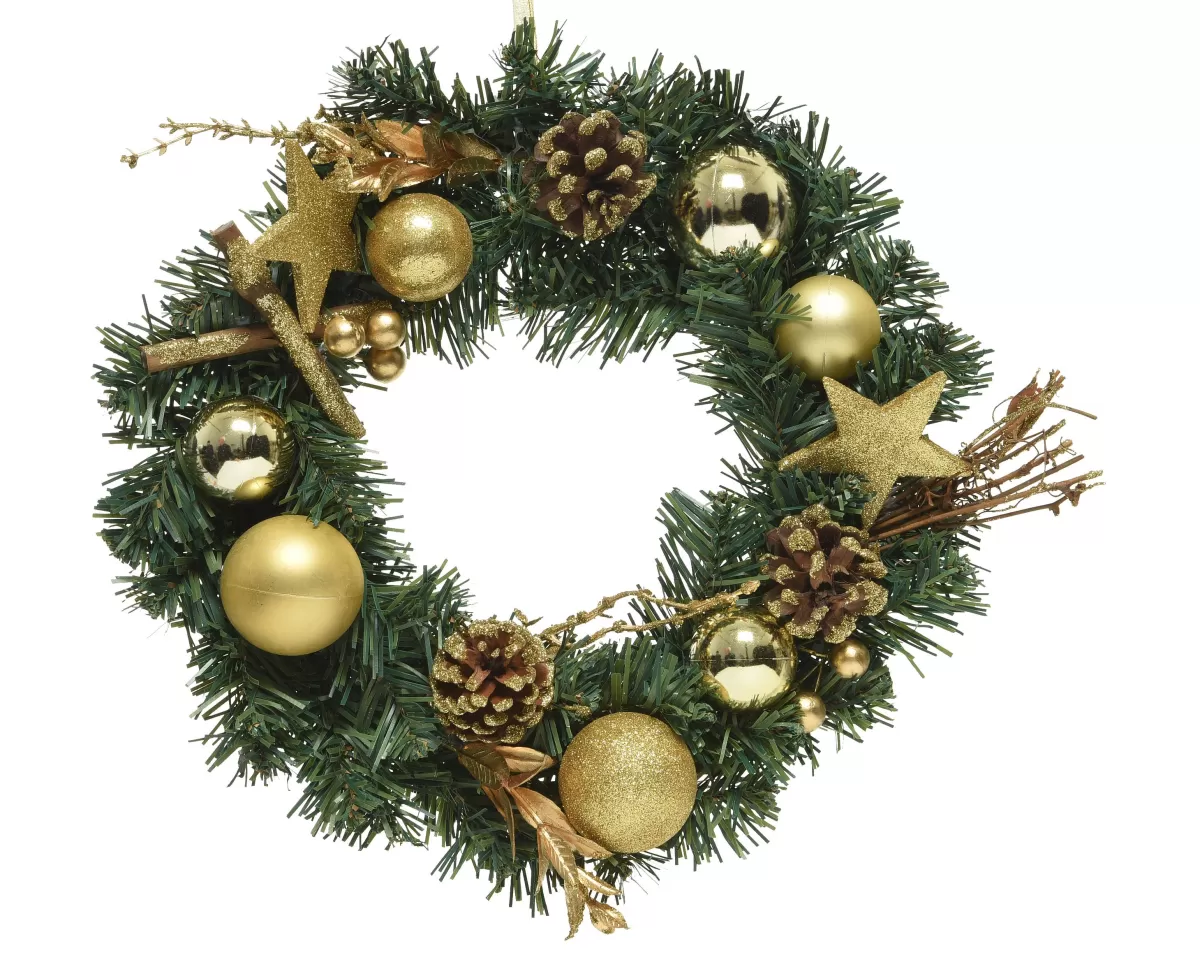 Brico Decoris Kerstkrans Glitter 30Cm Groen/Goud Online