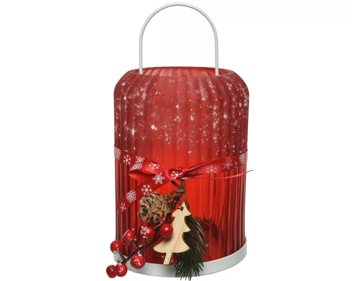 Brico Decoris Theelichthouder Glas 21Cm Rood Best