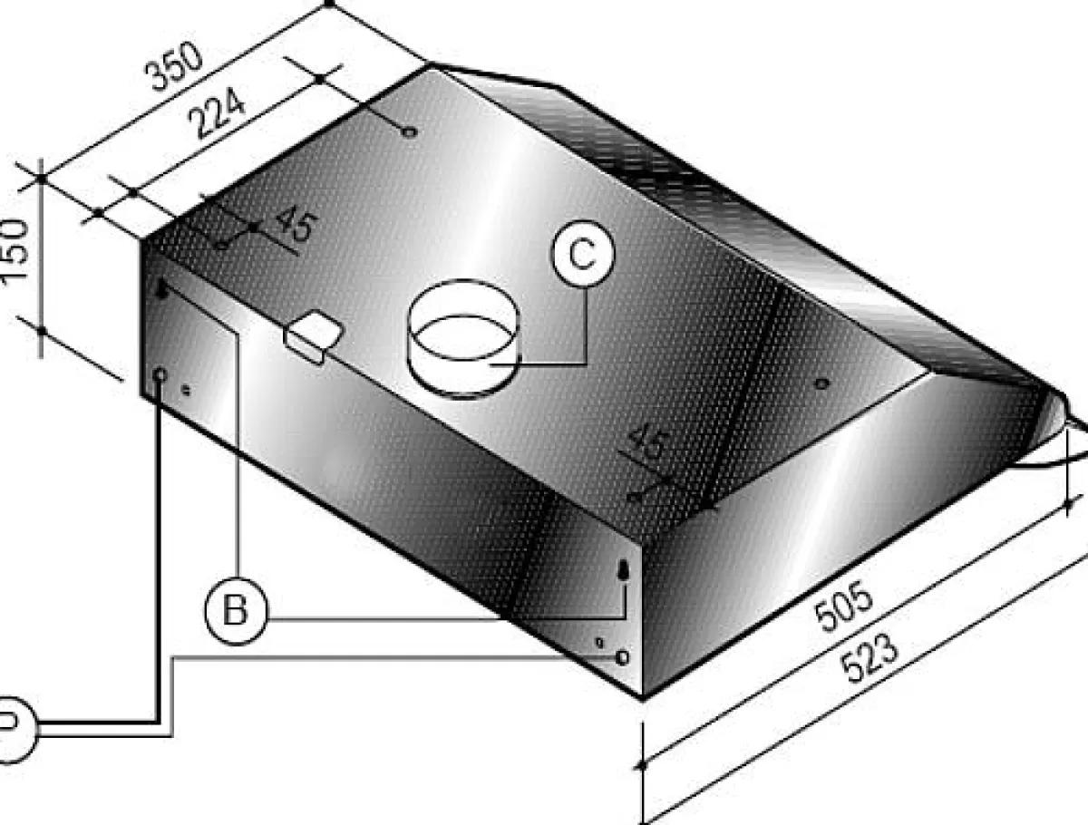 Brico Electrum Onderbouw Afzuigkap Uh611Lb Zwart 60Cm Clearance