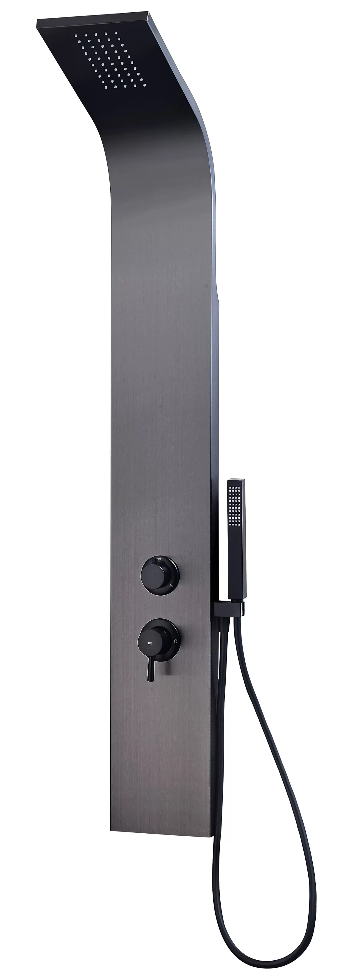 Brico Essebagno Douchepaneel Essegun Met Mechanische Mengkraan Gun Metal Geborsteld New