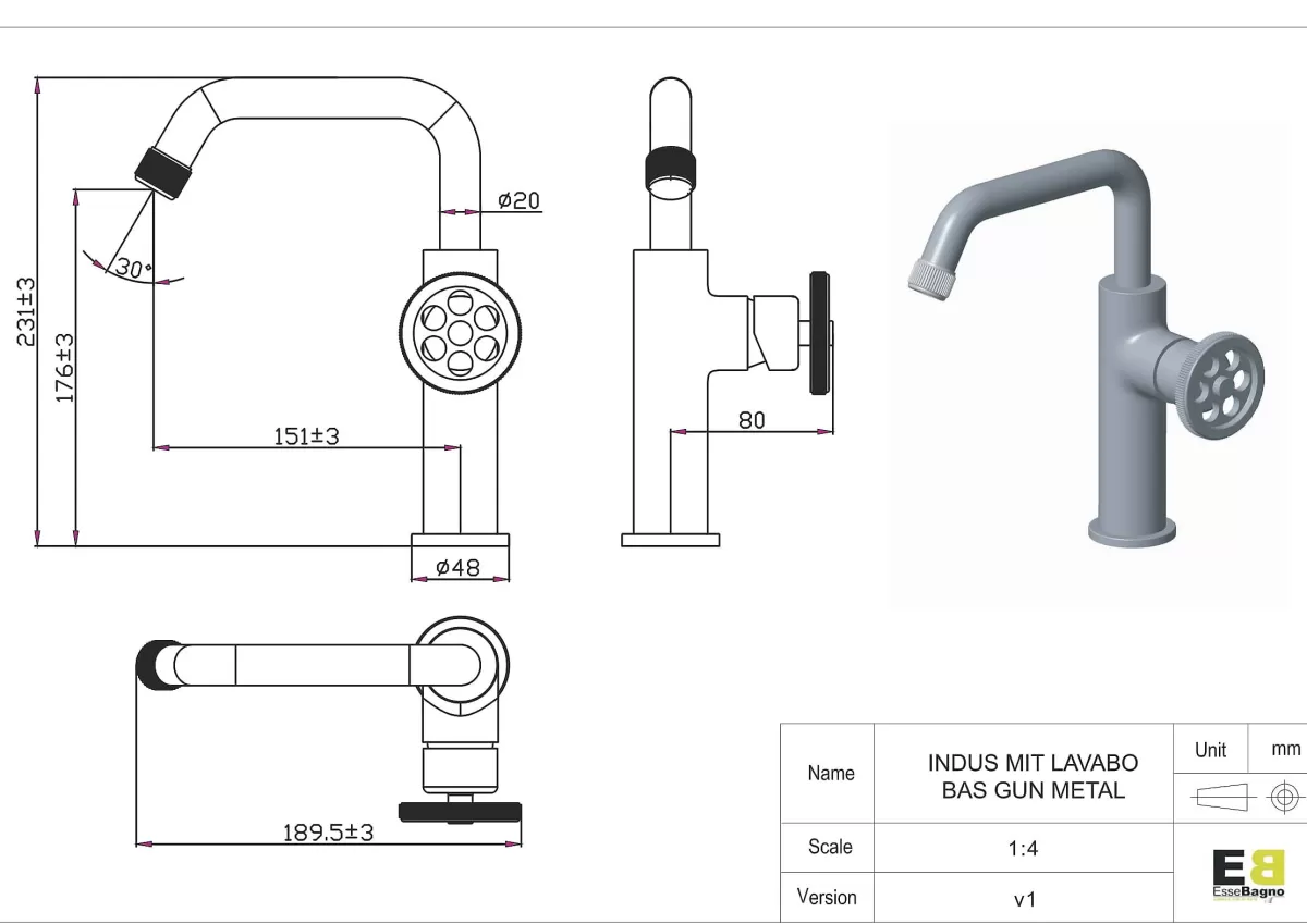 Brico Essebagno Wastafelmengkraan Indus Gun Metal Cheap