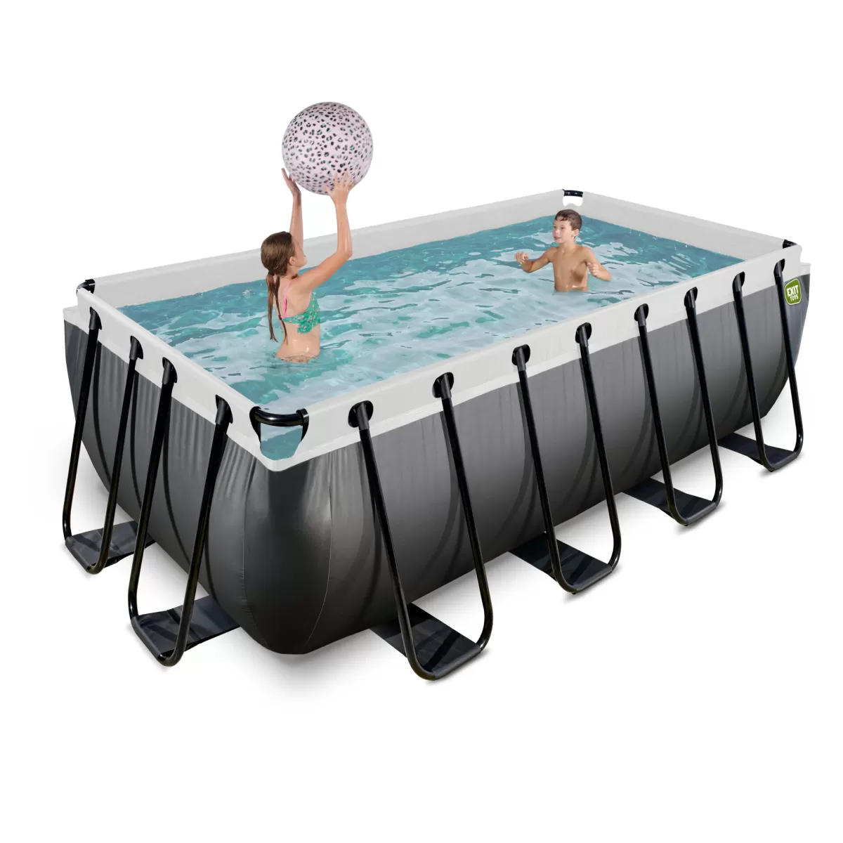 Brico Opzetzwembaden Met Pomp-Exit Black Leather Opzetzwembad Met Filterpomp Zwart 400X200X122Cm