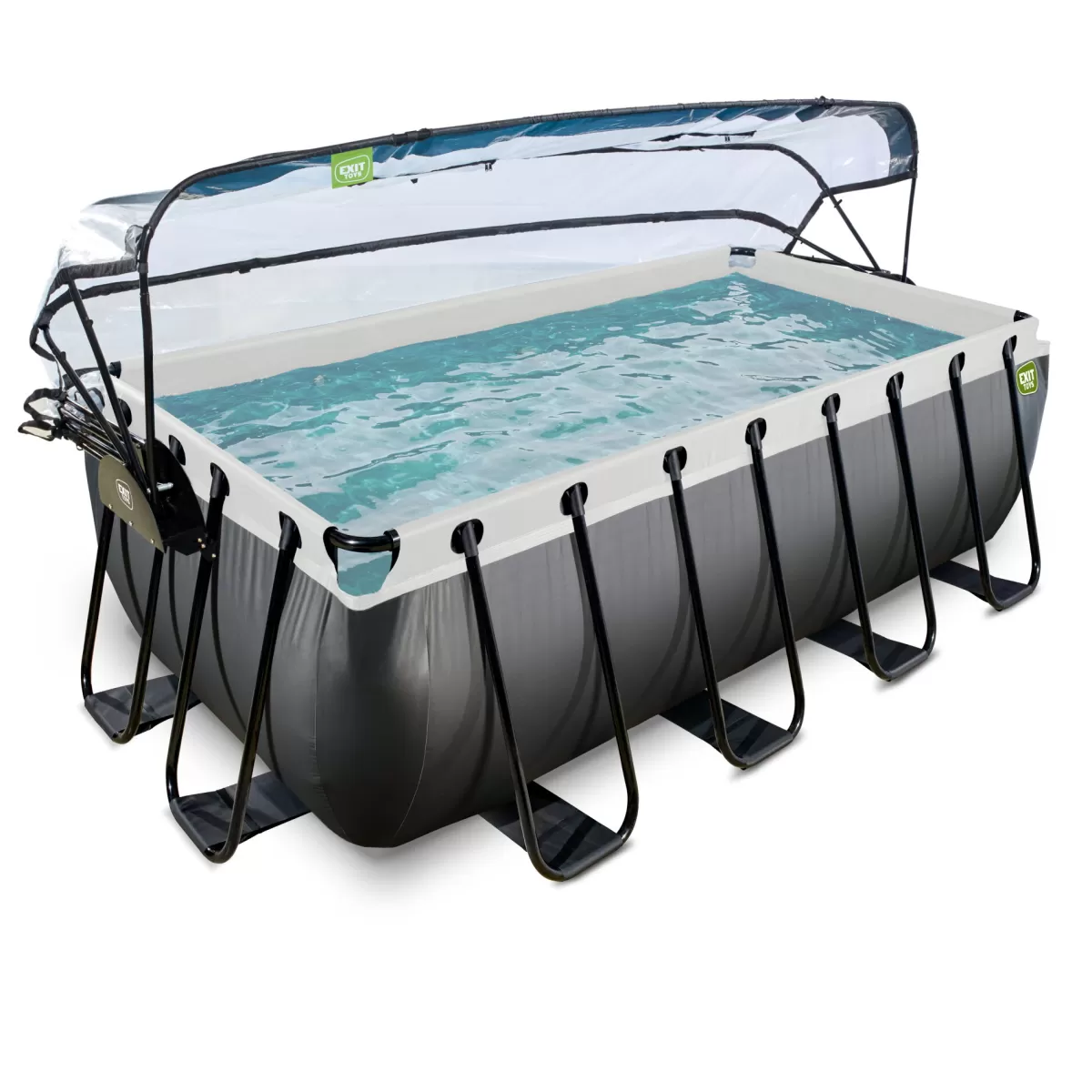 Brico Opzetzwembaden Met Pomp-Exit Black Leather Opzetzwembad Met Overkapping En Zandfilter- En Warmtepomp Zwart 400X200X122Cm
