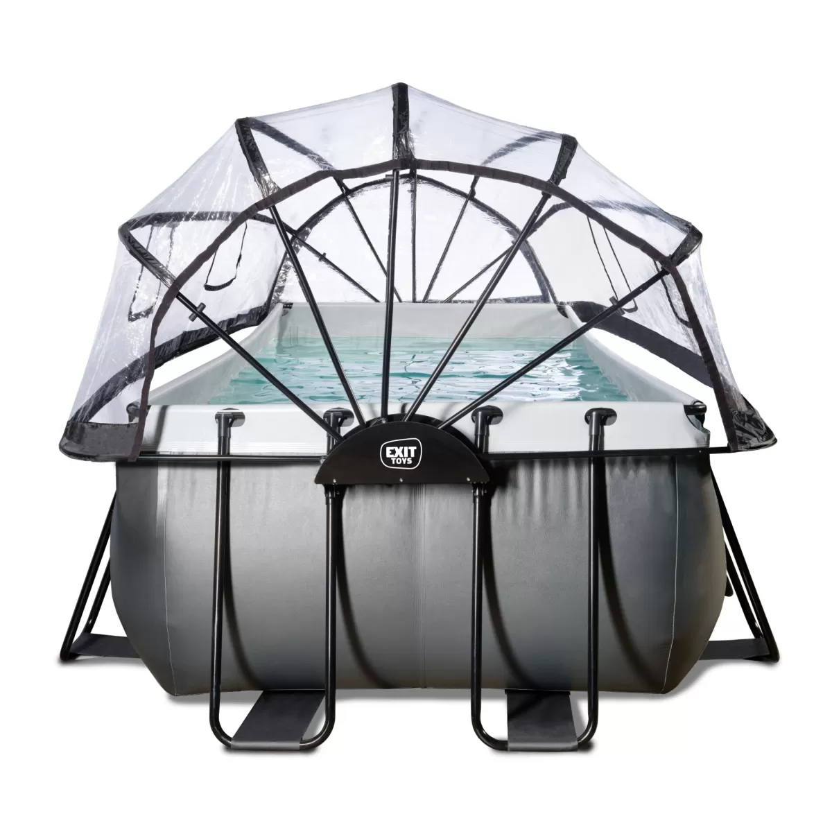 Brico Opzetzwembaden Met Pomp-Exit Black Leather Opzetzwembad Met Overkapping En Zandfilter- En Warmtepomp Zwart 400X200X122Cm