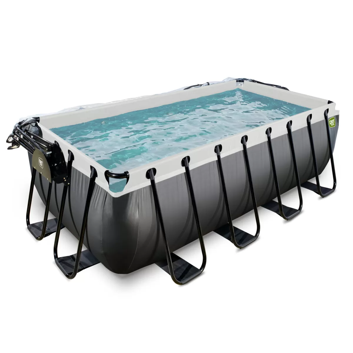 Brico Opzetzwembaden Met Pomp-Exit Black Leather Opzetzwembad Met Overkapping En Zandfilter- En Warmtepomp Zwart 400X200X122Cm