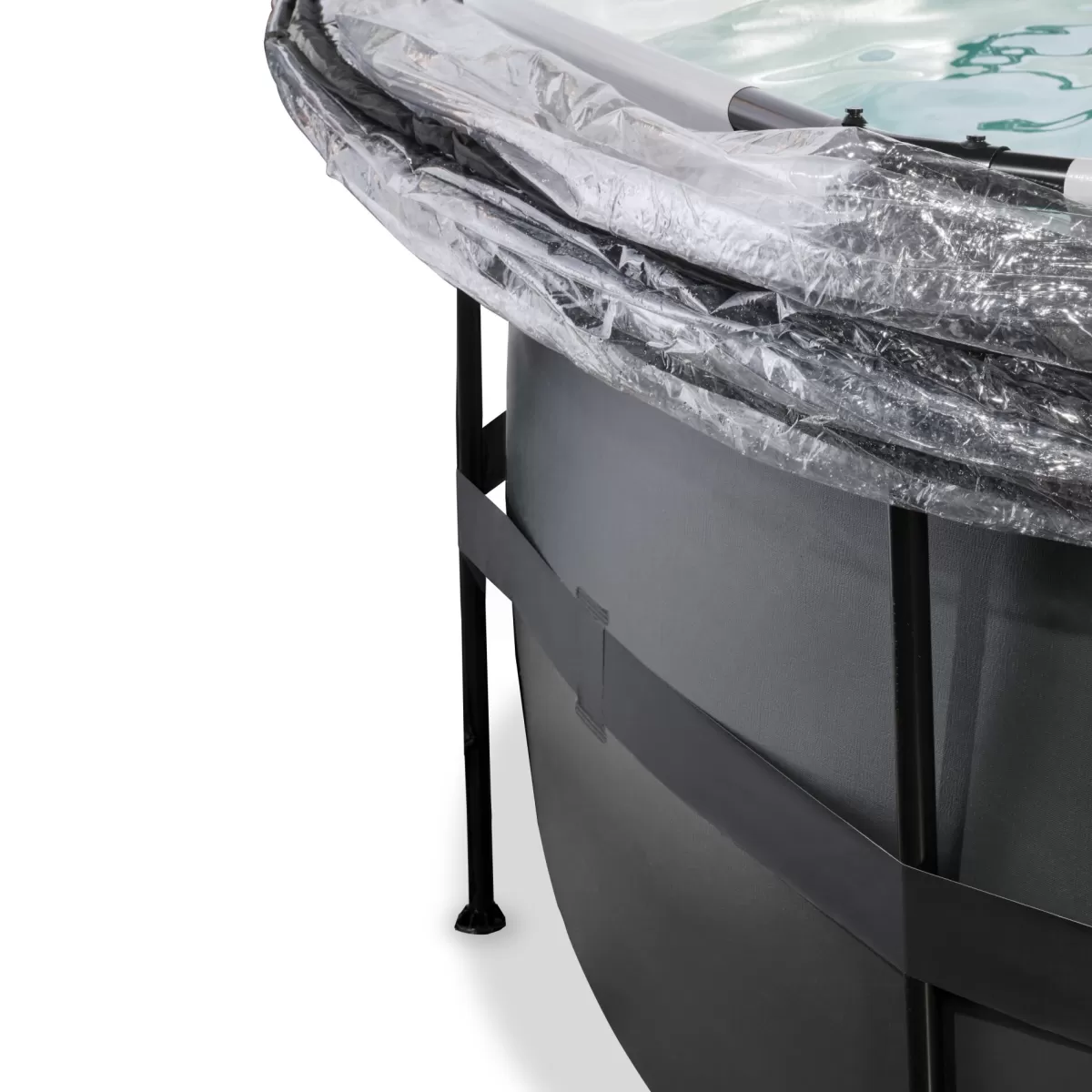 Brico Opzetzwembaden Met Pomp-Exit Black Leather Opzetzwembad Met Overkapping En Zandfilter- En Warmtepomp Zwart O450X122Cm