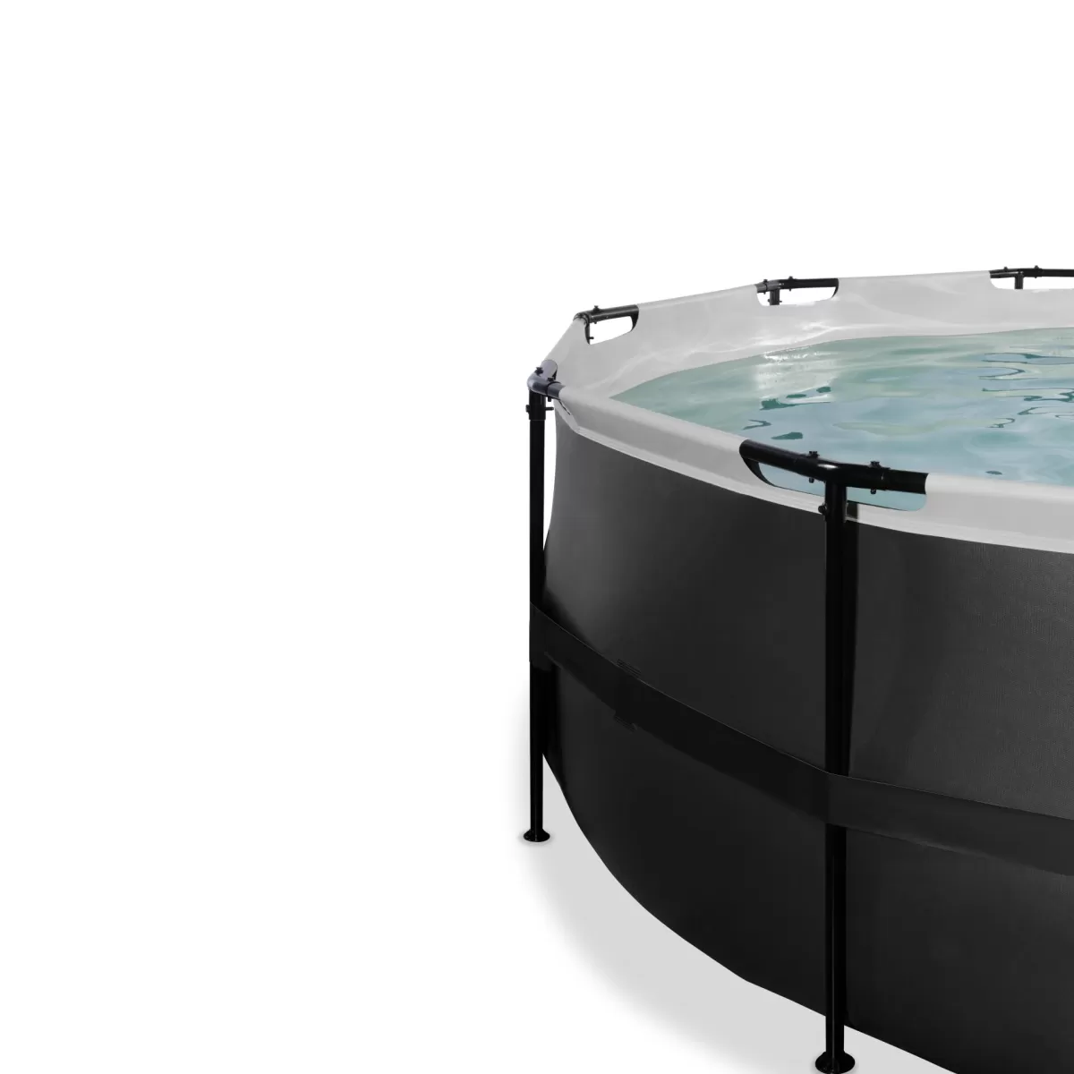 Brico Opzetzwembaden Met Pomp-Exit Black Leather Opzetzwembad Met Overkapping En Zandfilter- En Warmtepomp Zwart O450X122Cm