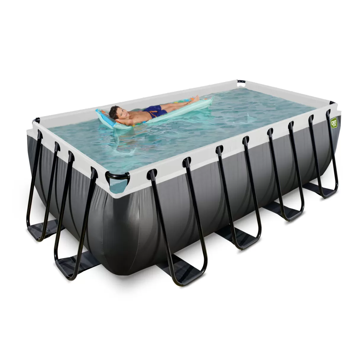Brico Opzetzwembaden Met Pomp-Exit Black Leather Opzetzwembad Met Zandfilterpomp Zwart 400X200X122Cm