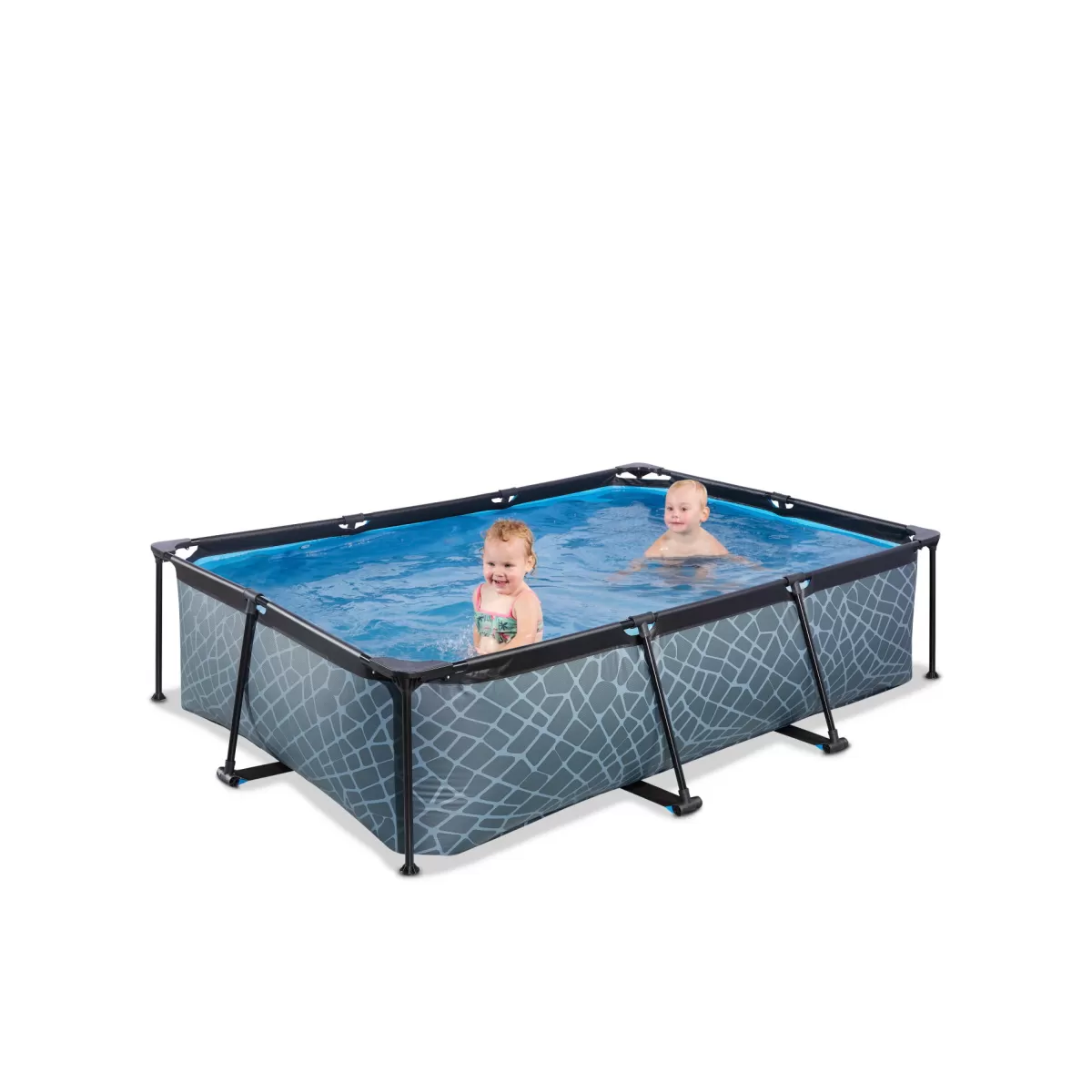 Brico Opzetzwembaden Met Pomp-Exit Stone Opzetzwembad Met Filterpomp Grijs 220X150X65Cm