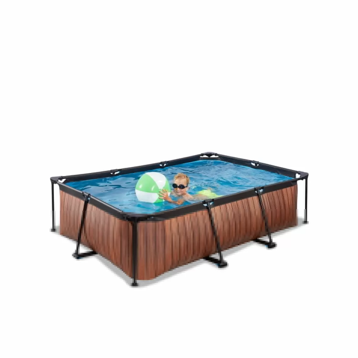 Brico Opzetzwembaden Met Pomp-Exit Wood Opzetzwembad Met Filterpomp Bruin 220X150X65Cm