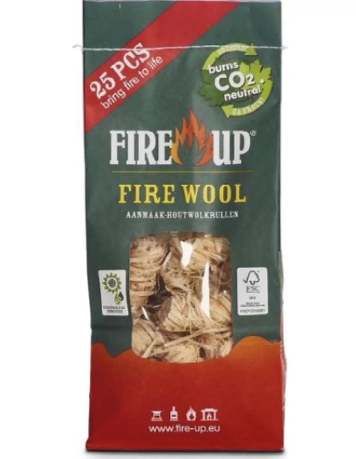 Brico Houtskool En Briketten-Fire-Up Aanmaakhoutwol – 25 Stuks