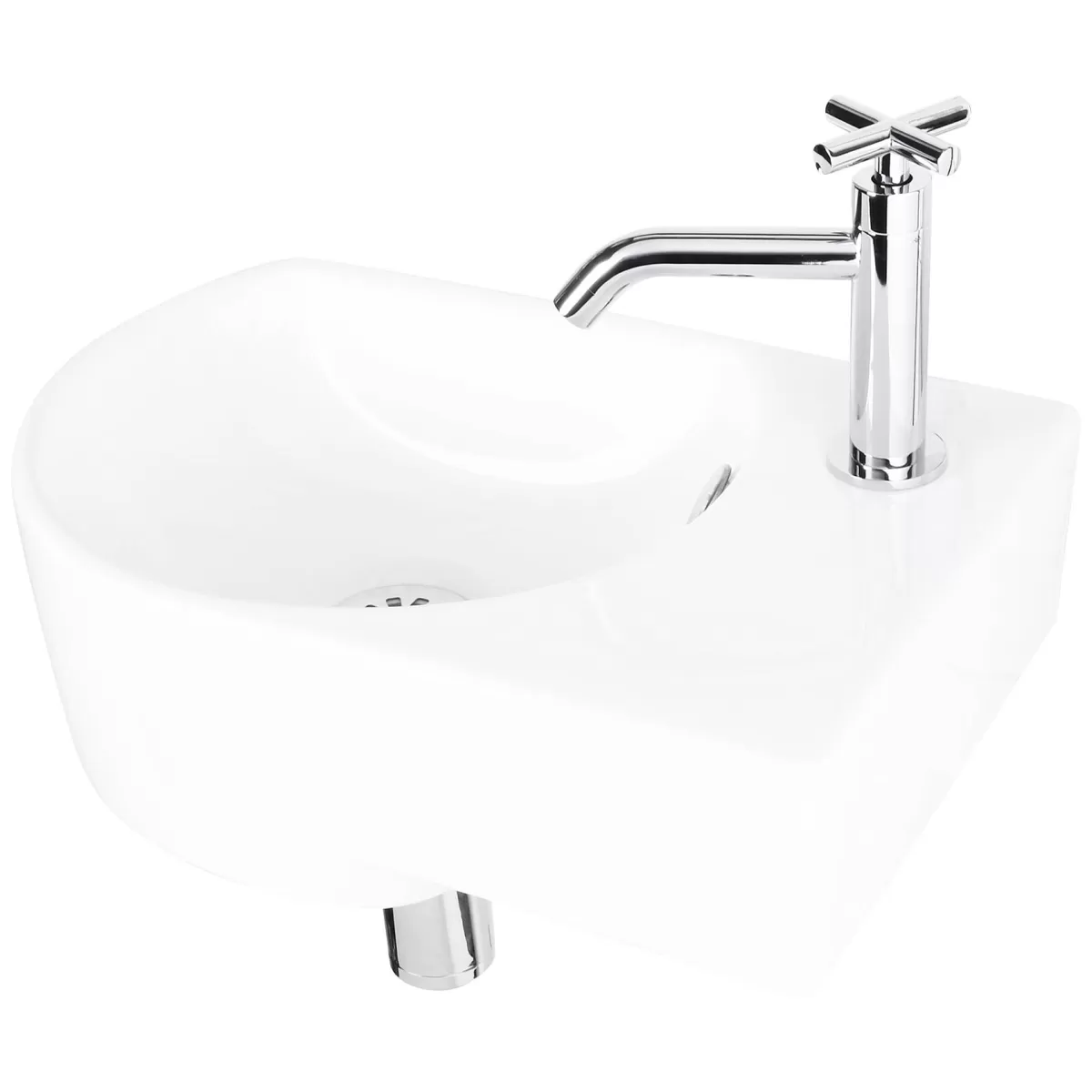 Brico Fonteinset (Rechts) Apollo Keramiek Wasbak Wit 41 X 27 X 14 Cm Best