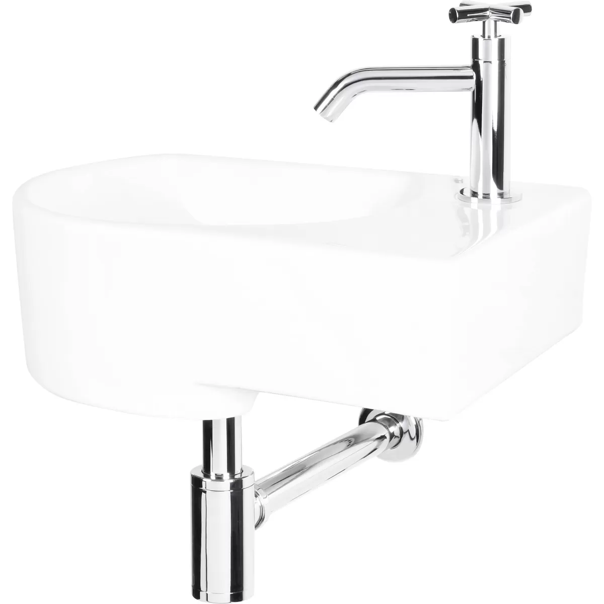 Brico Fonteinset (Rechts) Apollo Keramiek Wasbak Wit 41 X 27 X 14 Cm Best