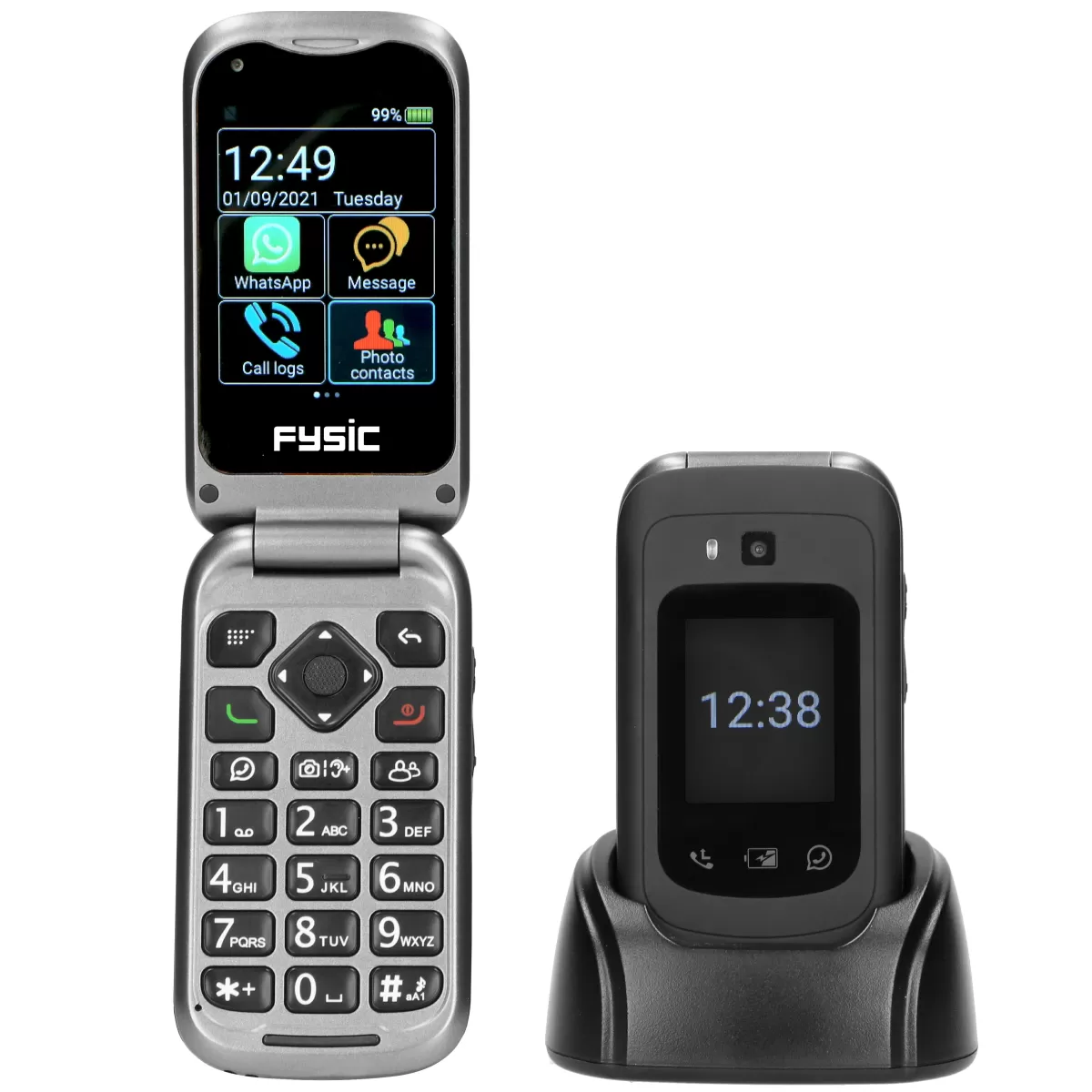 Brico Kluizen-Fysic F25 - Eenvoudige Mobiele Klaptelefoon Voor Senioren Met Sos Noodknop, Zwart