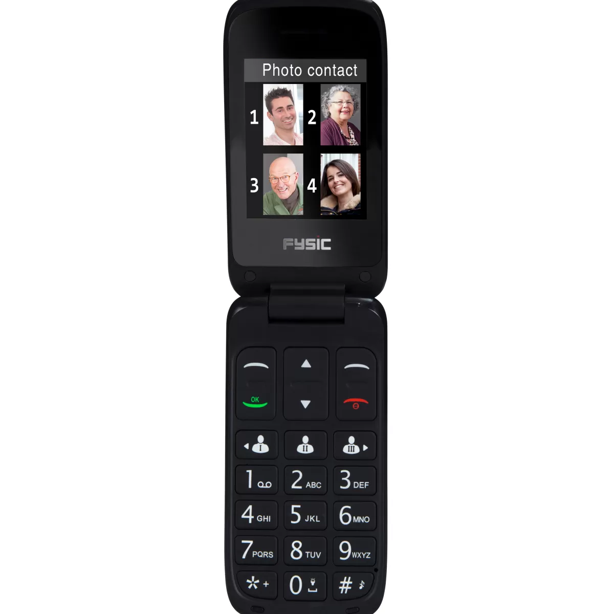 Brico Kluizen-Fysic Fm-9760Zt Mobiele Klaptelefoon Voor Senioren Noodknop Zwart