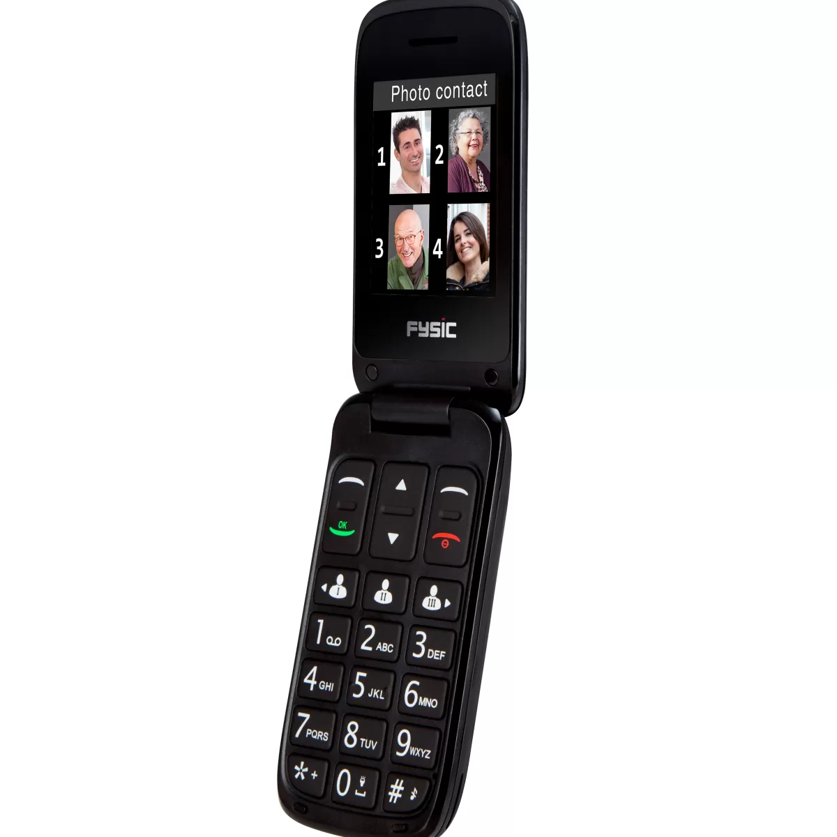 Brico Kluizen-Fysic Fm-9760Zt Mobiele Klaptelefoon Voor Senioren Noodknop Zwart