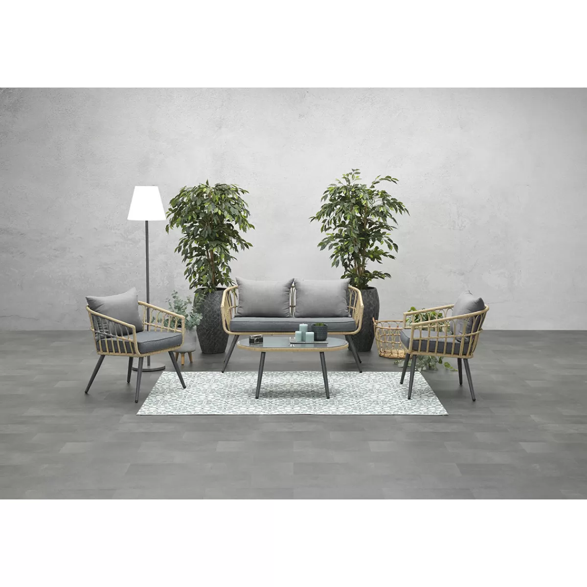 Brico Loungesets-Garden Impressions Tarulo Loungeset 4-Delig - Donker Grijs