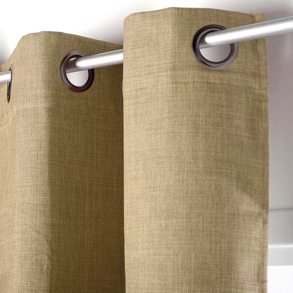Brico Gordijnen-Gordijn Verduisterend Thermisch Bella Ringen Beige 140 X 260 Cm
